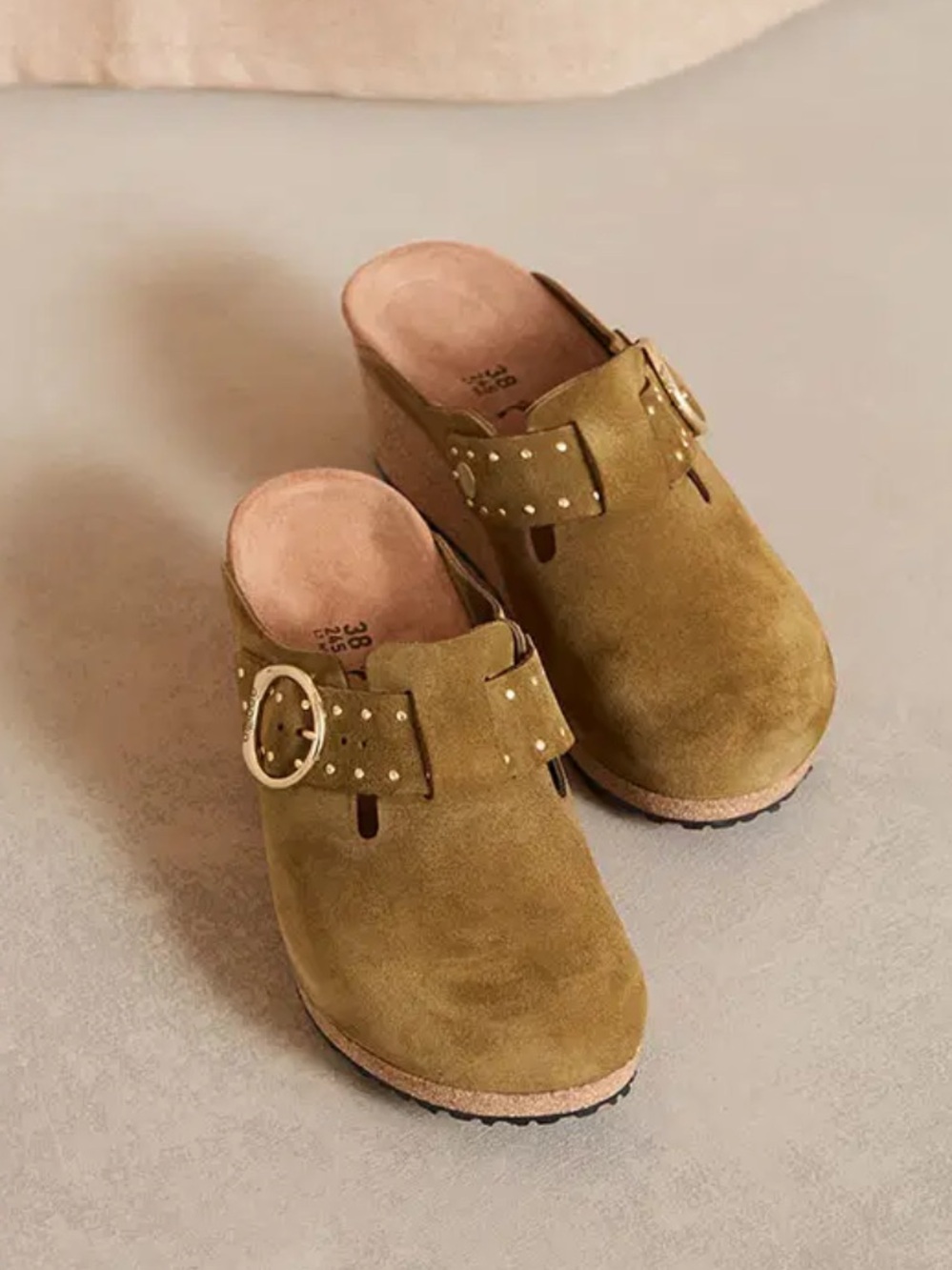 Birkenstock Papillo Fanny Rivets Pine Green Wedge Clog